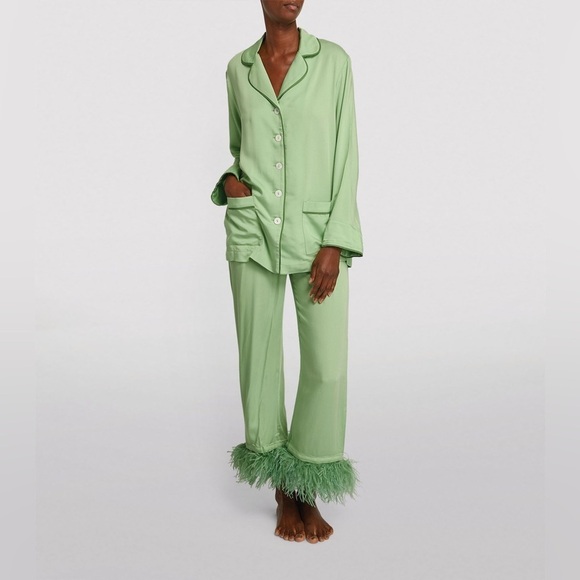 NWT Sleeper Mint Green Button Front Pajama Top Oversized sz Small - Picture 2 of 9